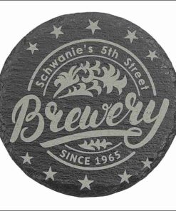 Lasered Slate Round Coasters - Set of 4