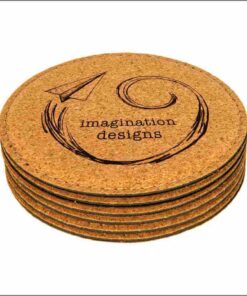 Lasered Cork Round Coasters - Set of 6