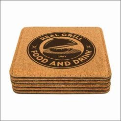 Lasered Cork Square Coasters - Set of 6