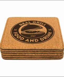 Lasered Cork Square Coasters - Set of 6