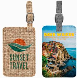 Luggage Tags - Burlap or Fabric with Photo Applied