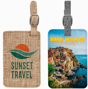 Luggage Tags - Burlap or Fabric with Photo Applied