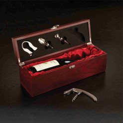 Rosewood Finish Single Wine Box With Tools