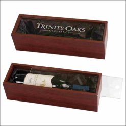 Rosewood Finish Single Wine Box With Acrylic Lid