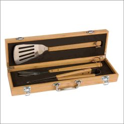 3-Piece BBQ Set in Bamboo Case