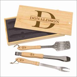 3-Piece BBQ Set in Wooden Pine Box