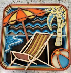 Layered Wall Decor - Beach Chair & Umbrella (6 Layers)