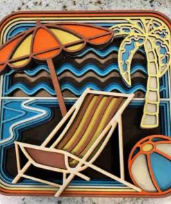 Layered Wall Decor - Beach Chair & Umbrella (6 Layers)