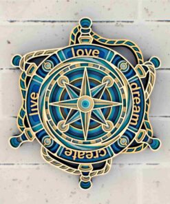 Layered Wall Decor - Steering Wheel & Compass (8 Layers)