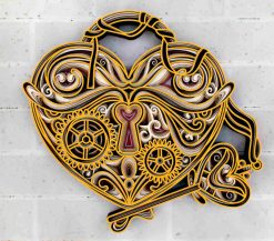 Layered Wall Decor - Heart Lock (9 Layers)