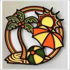 Layered Wall Decor - Palm Tree and Umbrella (6 Layers)