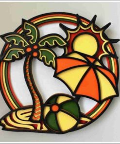 Layered Wall Decor - Palm Tree and Umbrella (6 Layers)