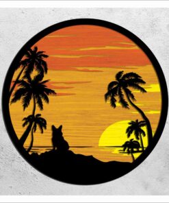 Layered Wall Decor - Dog Tropical Silhouette (4 Layers)