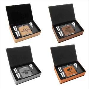 Flask Set - 6 oz. - Leather (8 color options)