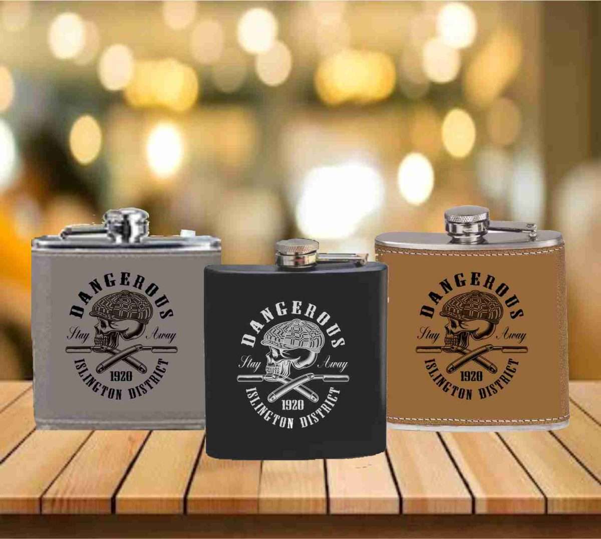 Flask - 6 oz. - Powder Coated Paint or Leather (#607) - Image 2