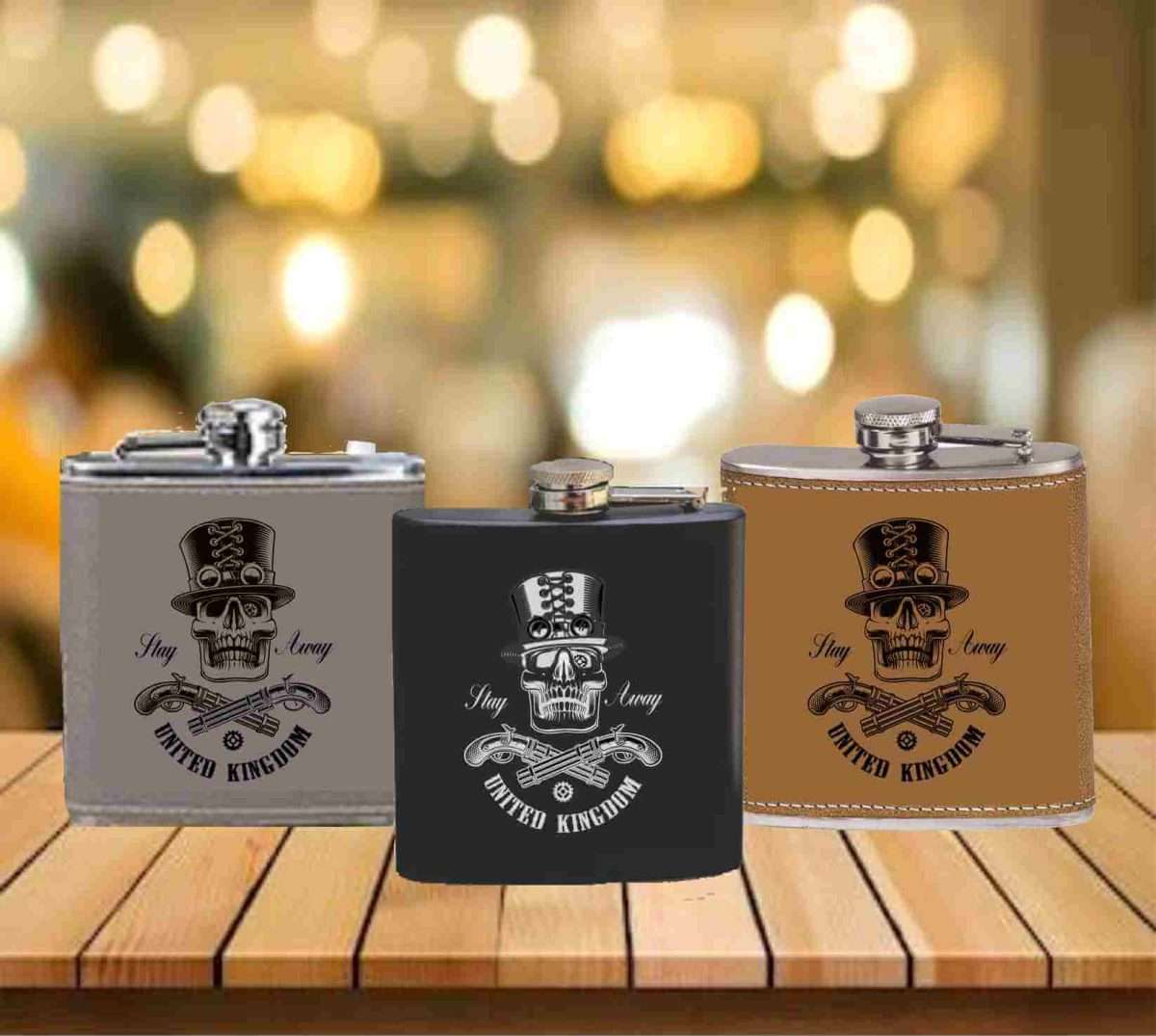 Flask - 6 oz. - Powder Coated Paint or Leather (#616) - Image 2