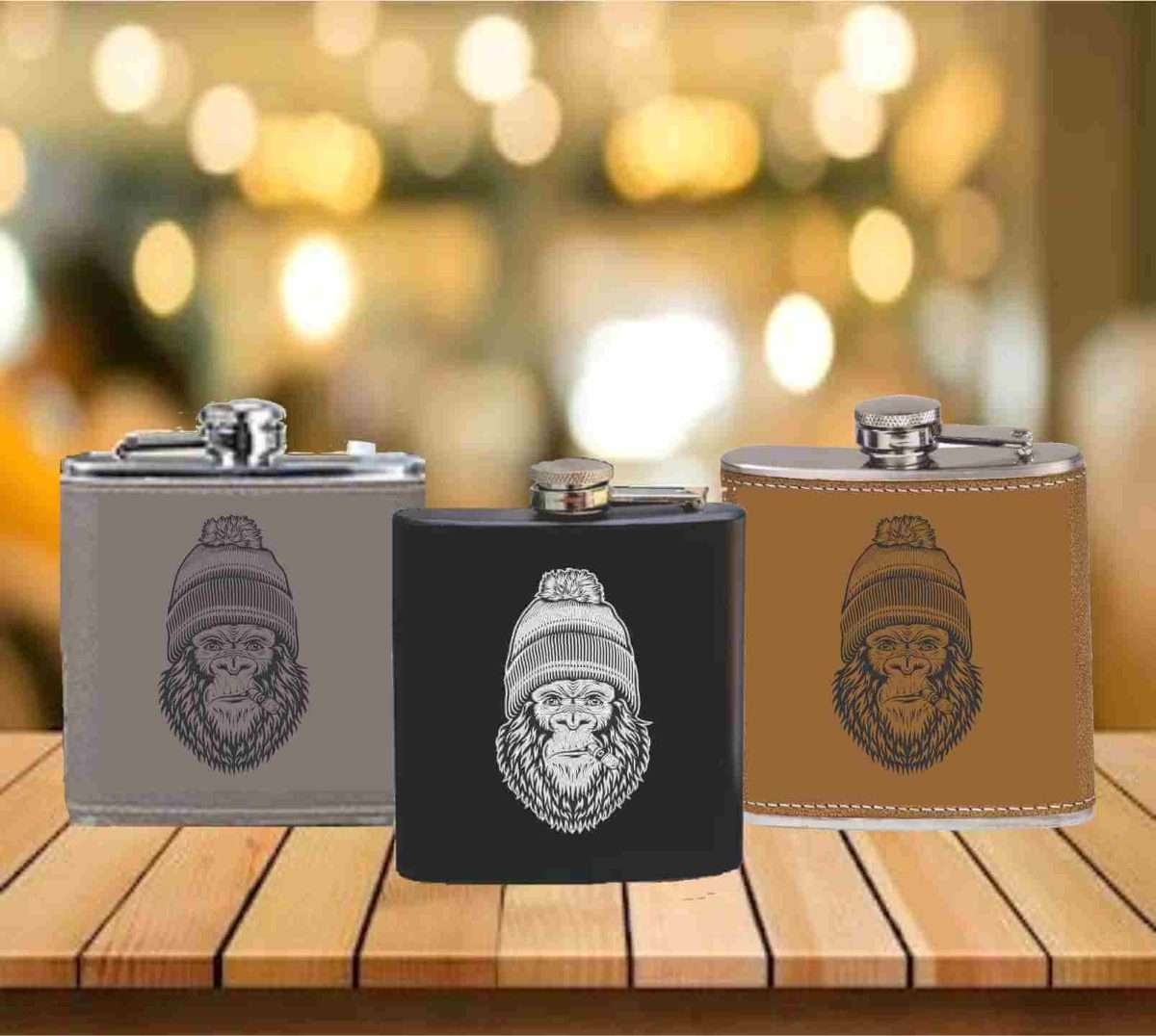 Flask - 6 oz. - Powder Coated Paint or Leather (#672) - Image 2