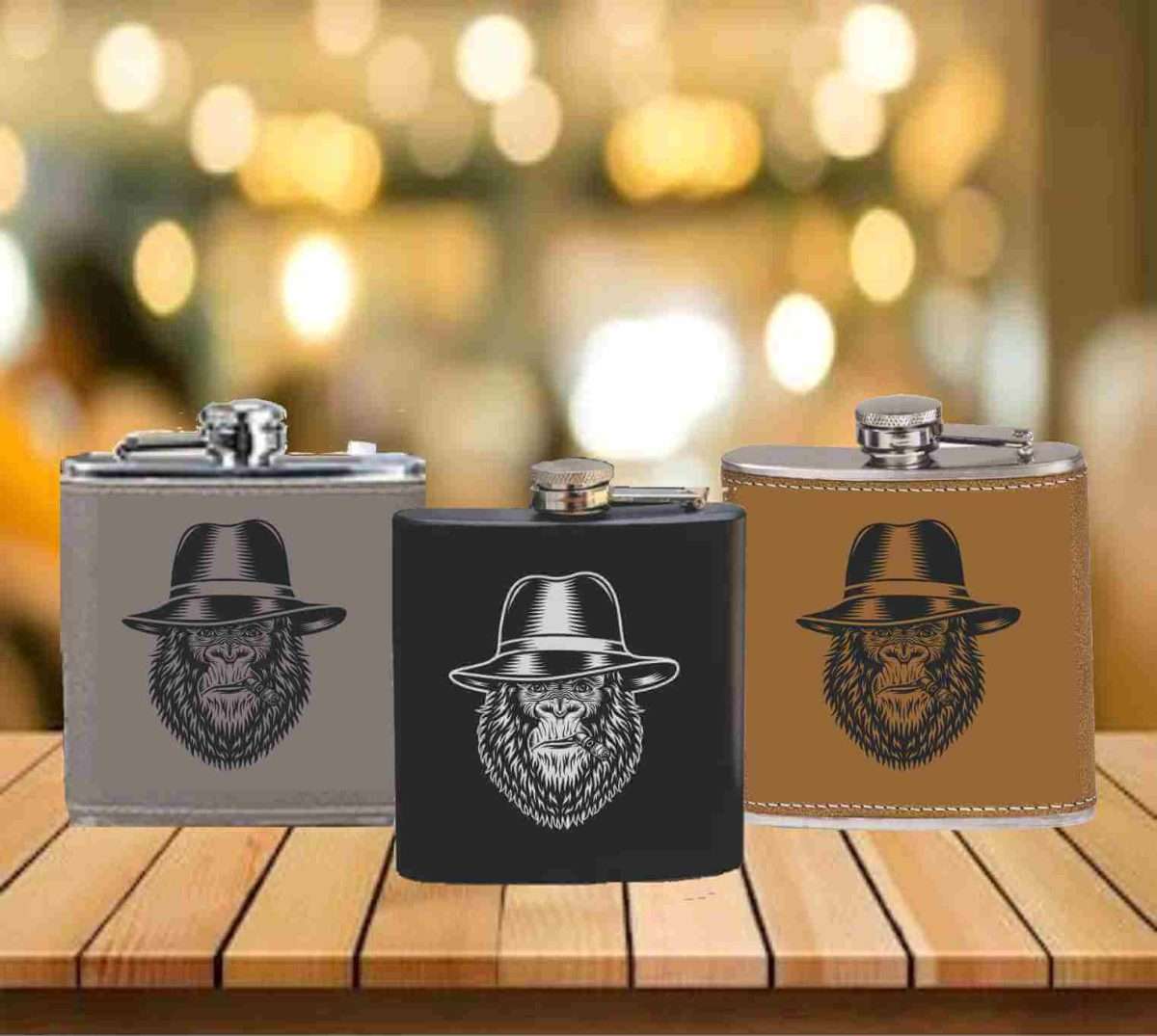 Flask - 6 oz. - Powder Coated Paint or Leather (#674) - Image 2