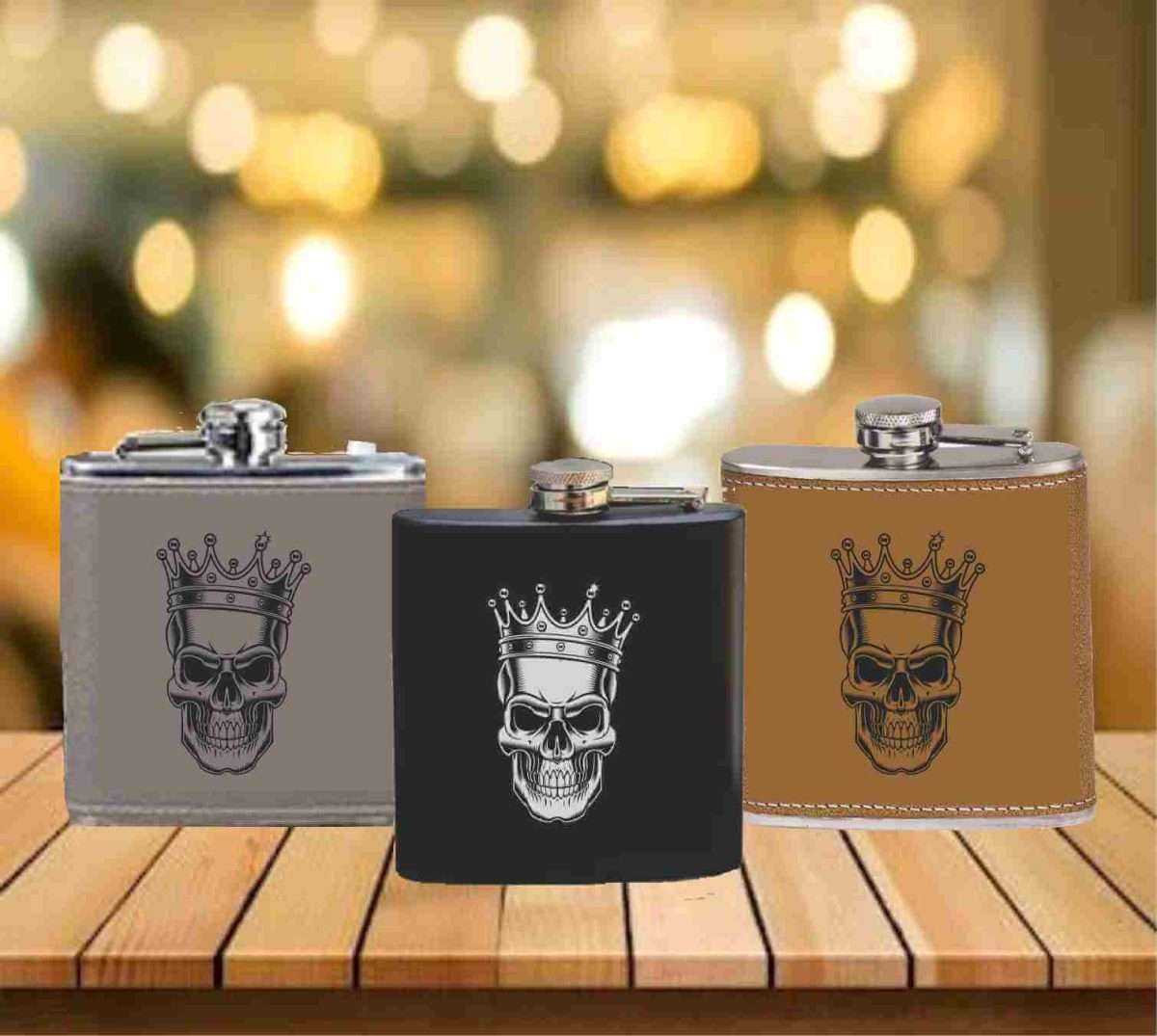 Flask - 6 oz. - Powder Coated Paint or Leather (#679) - Image 2