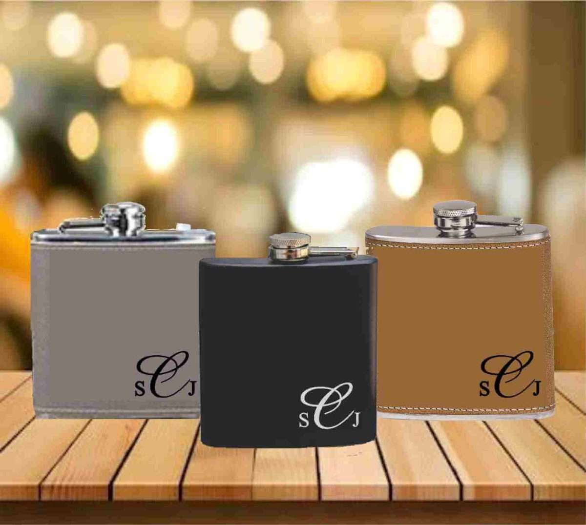 Flask - 6 oz. - Powder Coated Paint or Leather (#682) - Image 2