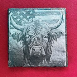 Slate Coasters - Patriotic Highland Cow