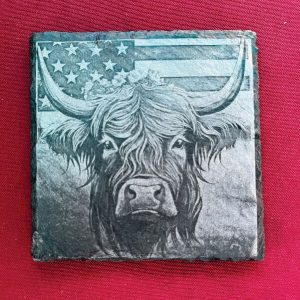 Slate Coasters - Patriotic Highland Cow