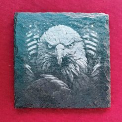 Slate Coasters - Patriotic Eagle with 2 Flags