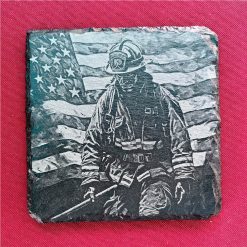 Slate Coasters - Patriotic Firefighter