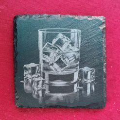 Slate Coasters - Whiskey Glass with Ice