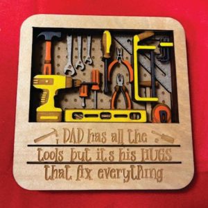 Layered Wall Decor - Dad Work Shop - Hugs Fix Everything