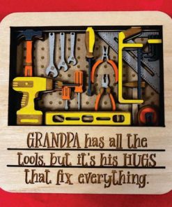 Layered Wall Decor - Grandpa Work Shop - Hugs Fix Everything